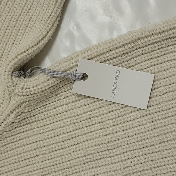 NWT Lands End women's 3/4 sleeve oversized cowl neck sweater sz medium cream - Picture 2 of 5